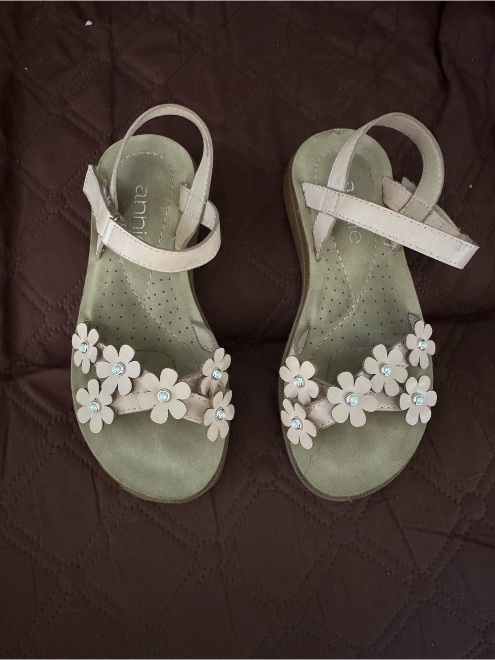 Anna Girls' Pale Pink Floral Strap Sandals